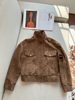 Замшевый бомбер Yves Saint Laurent Артикул BMS-142743. Вид 1