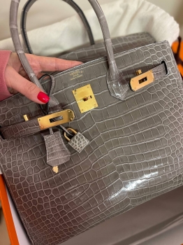 Сумка женская Birkin, 30, GHW Crocodile Porosus Hermes Артикул BMS-143173. Вид 2