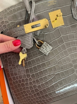 Сумка женская Birkin, 30, GHW Crocodile Porosus Hermes Артикул BMS-143173. Вид 5