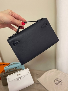 Сумка женская Kelly Pochette Bleu Indigo color Hermes Артикул BMS-143507. Вид 4