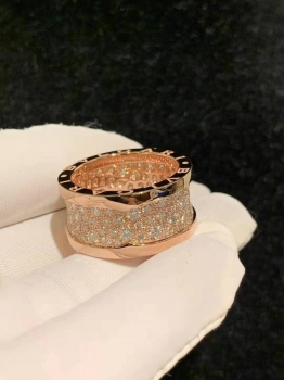 Кольцо Bulgari B.zero1 бриллианты, розовое золото 18к Bvlgari Артикул BMS-145922. Вид 1