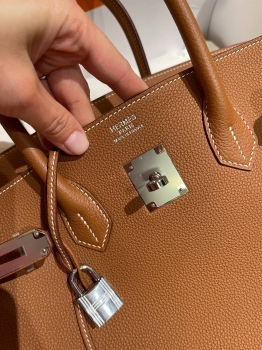 Сумка женская  Birkin, 35 PHW Hermes Артикул BMS-147404. Вид 4