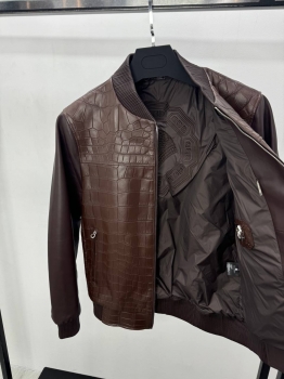 Кожаная куртка со вставками из кожи крокодила  Stefano Ricci Артикул BMS-150583. Вид 3 Кожаная куртка со вставками из кожи крокодила  Stefano Ricci Артикул BMS-150583. Вид 3