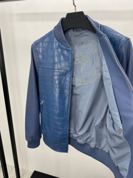 Кожаная куртка со вставками из кожи крокодила  Stefano Ricci Артикул BMS-150582. Вид 2 Кожаная куртка со вставками из кожи крокодила  Stefano Ricci Артикул BMS-150582. Вид 2