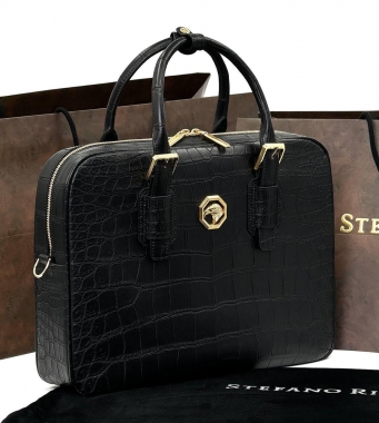 Портфель из натуральной кожи крокодила