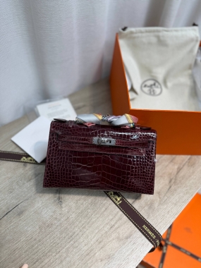 Сумка Kelly Pochette  Crocodile Alligator Lisse