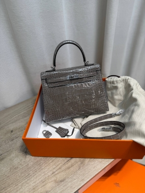  Сумка женская Kelly, 25, PHW Crocodile Alligator Lisse