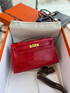 Сумка женская Kelly Pochette  Crocodile Alligator Lisse