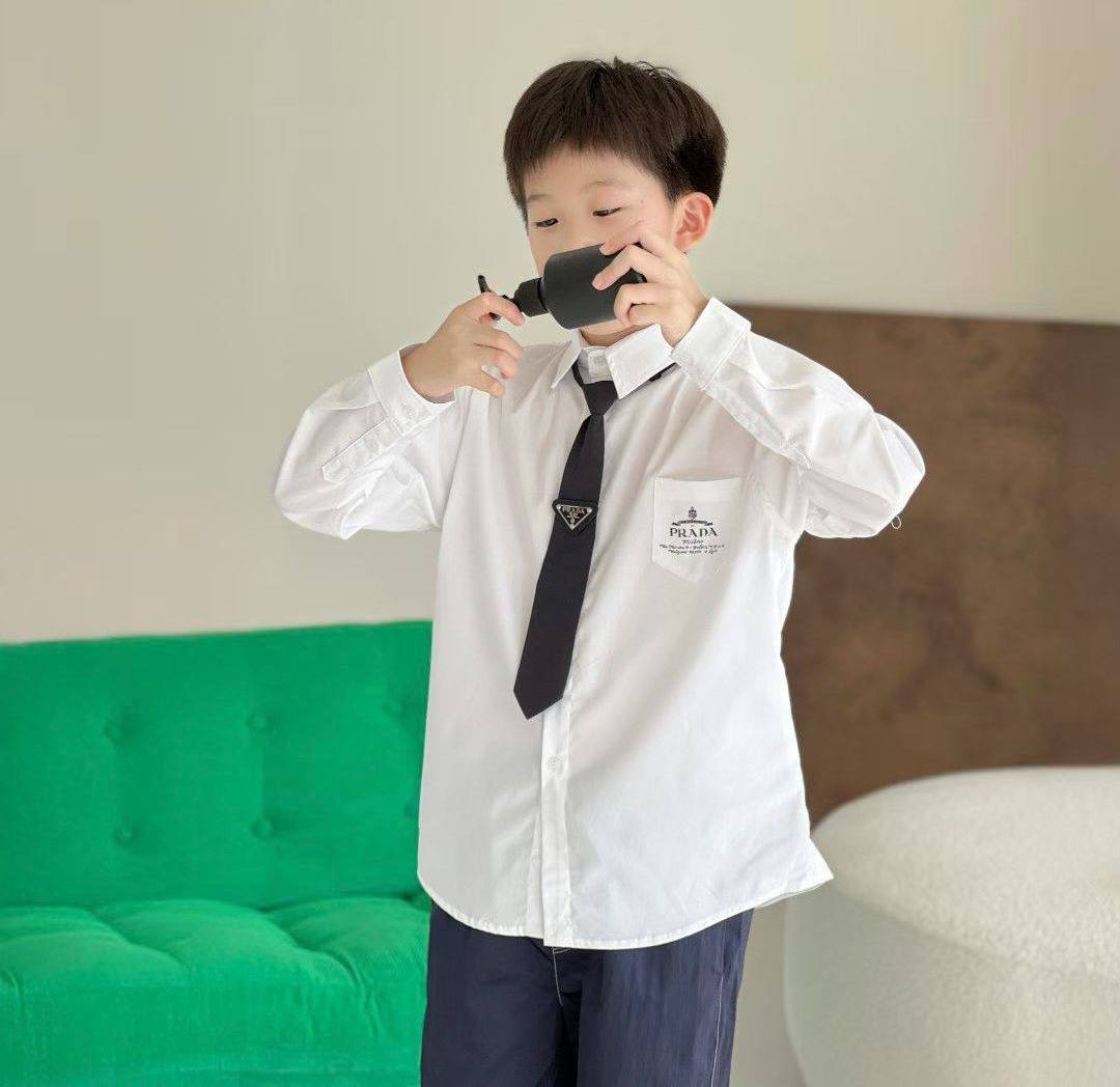 Рубашка с галстуком  Prada Артикул BMS-150659 Рубашка с галстуком  Prada Артикул BMS-150659